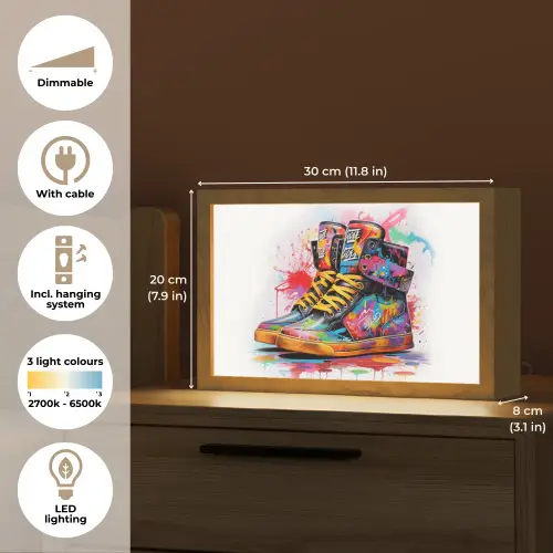 Schoenen - Graffiti - Wit - Kleuren Light Box met kabel (Tafellamp) klein -USP_EN