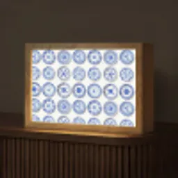 Borden - Bloemen - Patroon - Blauw Light Box met kabel (Tafellamp) klein 924 -z3d_website
