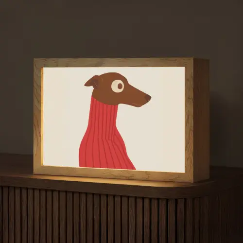 Silhouet - Hond - Trui - Rood Light Box met kabel (Tafellamp) klein -z3d_website