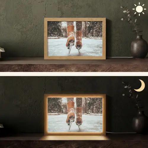 Schaatsen - IJs - Winter - Sneeuw Light Box met kabel (Tafellamp) klein -sfeer3