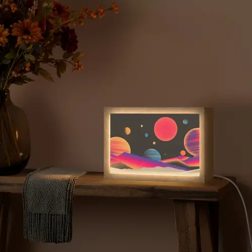 Hemel - Planeten - Felgekleurd Light Box met kabel (Tafellamp) klein -sfeer4