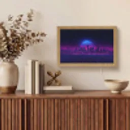Skyline - Zon - Neon - Rasterpatroon Light Box met kabel (Tafellamp) klein -sfeer2