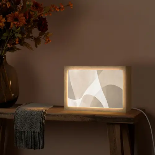 Vloeiende vlakken - Harmonieus - Golvend Light Box met kabel (Tafellamp) klein -sfeer4
