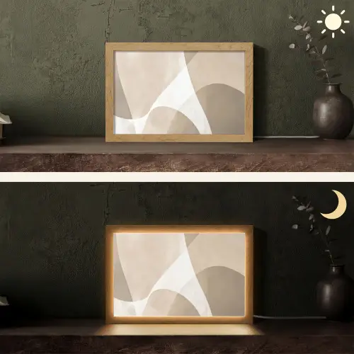 Vloeiende vlakken - Harmonieus - Golvend Light Box met kabel (Tafellamp) klein -sfeer3
