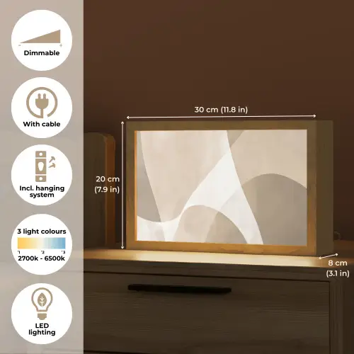 Vloeiende vlakken - Harmonieus - Golvend Light Box met kabel (Tafellamp) klein -USP_EN
