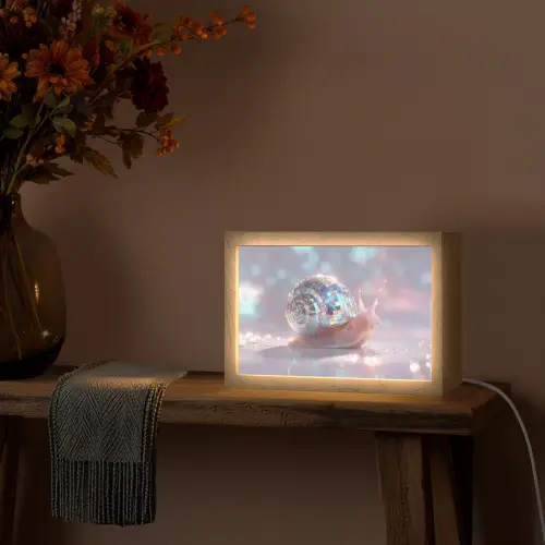 Slak - Disco - Mozaïek - Blauw Light Box met kabel (Tafellamp) klein -sfeer4
