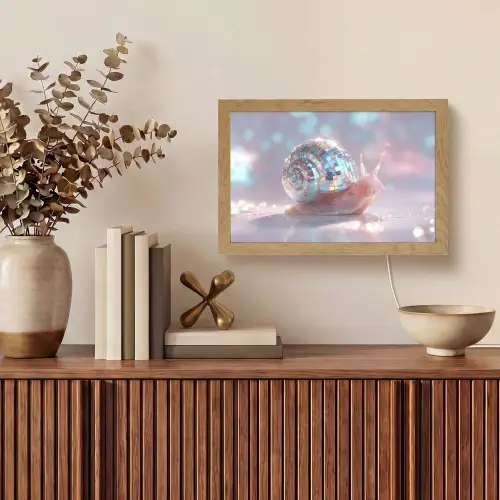Slak - Disco - Mozaïek - Blauw Light Box met kabel (Tafellamp) klein -sfeer2