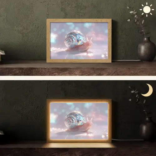Slak - Disco - Mozaïek - Blauw Light Box met kabel (Tafellamp) klein -sfeer3