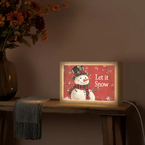 Sneeuwpret - Winter - Sneeuwpop Light Box met kabel (Tafellamp) klein -sfeer4