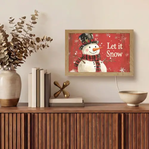 Sneeuwpret - Winter - Sneeuwpop Light Box met kabel (Tafellamp) klein -sfeer2