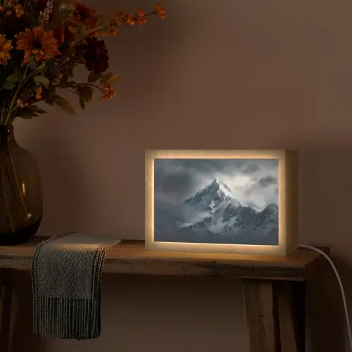 Sneeuw - Berg - Wolken Light Box met kabel (Tafellamp) klein -sfeer4