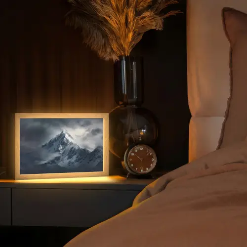 Sneeuw - Berg - Wolken Light Box met kabel (Tafellamp) klein -sfeer1