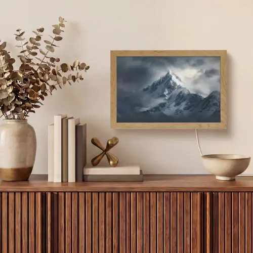 Sneeuw - Berg - Wolken Light Box met kabel (Tafellamp) klein -sfeer2