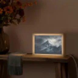 Sneeuw - Berg - Wolken Light Box met kabel (Tafellamp) klein -sfeer4