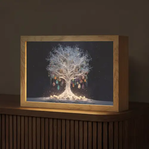 Sneeuwboom - Lichtjes - Wit - Kleurrijk Light Box met kabel (Tafellamp) klein -z3d_website