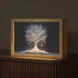 Sneeuwboom  - Lichtjes - Wit - Kleurrijk Light Box met kabel (Tafellamp) klein -z3d_website