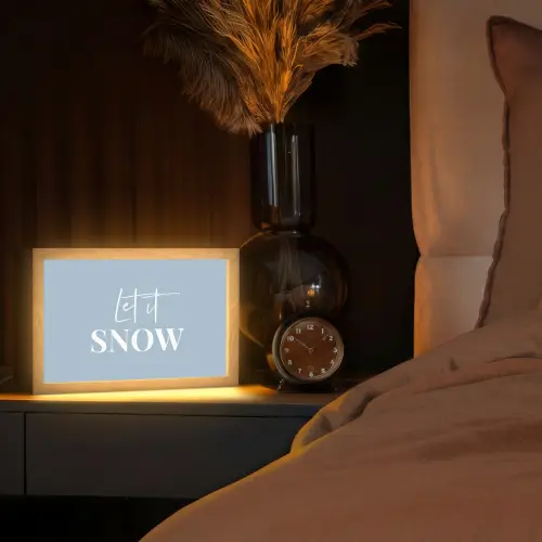 Sneeuw - Winter - Blauw - Let it snow Light Box met kabel (Tafellamp) klein -sfeer1