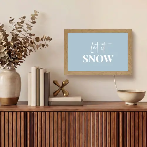 Sneeuw - Winter - Blauw - Let it snow Light Box met kabel (Tafellamp) klein -sfeer2