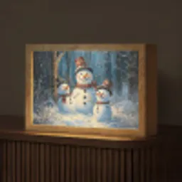 Sneeuwpop - Sneeuw - Winter - Bos Light Box met kabel (Tafellamp) klein -z3d_website