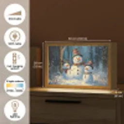 Sneeuwpop - Sneeuw - Winter - Bos Light Box met kabel (Tafellamp) klein -USP_EN