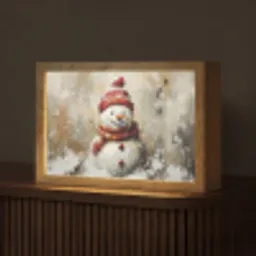 Sneeuwpop - Winter - Sneeuw - Beige Light Box met kabel (Tafellamp) klein -z3d_website