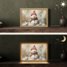 Sneeuwpop - Winter - Sneeuw - Beige Light Box met kabel (Tafellamp) klein -sfeer3