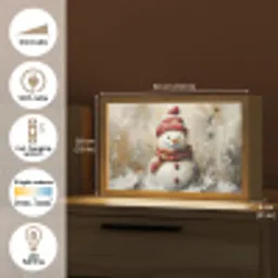 Sneeuwpop - Winter - Sneeuw - Beige Light Box met kabel (Tafellamp) klein -USP_EN