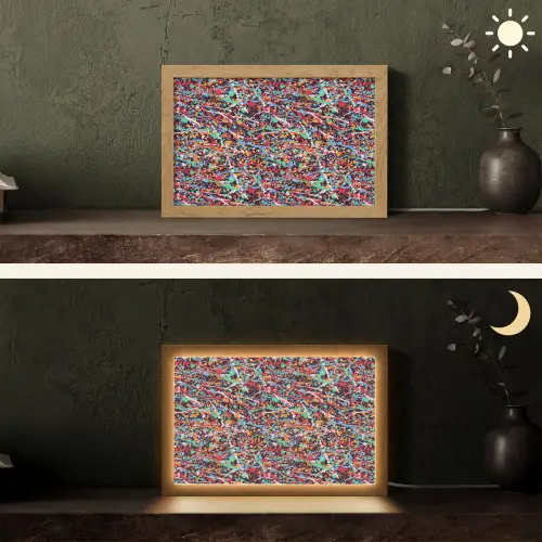 Spat - Abstract - Waterverf - Multi Light Box met kabel (Tafellamp) klein 924 -sfeer3