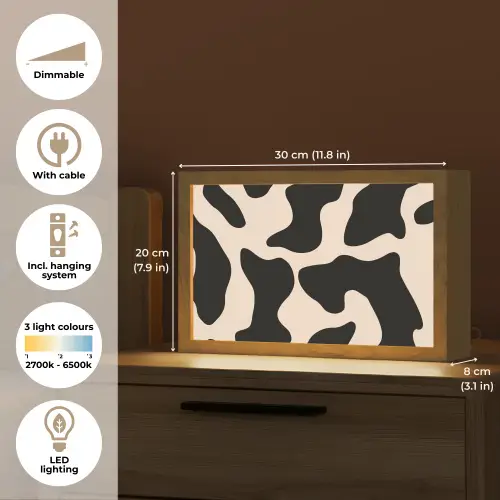 Vlekkenpatroon - Koe - Beige Light Box met kabel (Tafellamp) klein -USP_EN