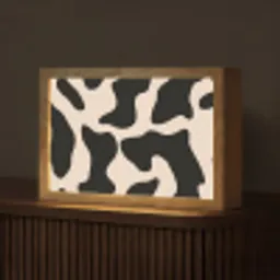 Vlekkenpatroon - Koe - Beige Light Box met kabel (Tafellamp) klein -z3d_website