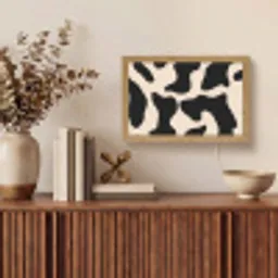 Vlekkenpatroon - Koe - Beige Light Box met kabel (Tafellamp) klein -sfeer2