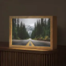 Sparrenbos - Weg - Bergen - Sneeuw Light Box met kabel (Tafellamp) klein -z3d_website