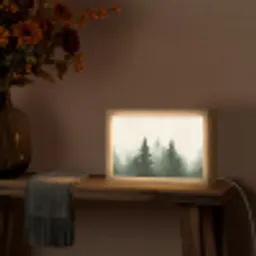 Sparren - Bomen - Groen - Beige Light Box met kabel (Tafellamp) klein -sfeer4
