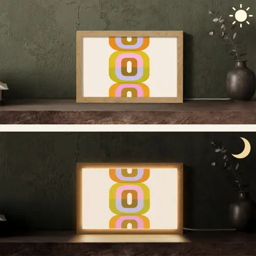 Stapel - Vormen - Geblokt - Oranje Light Box met kabel (Tafellamp) klein -sfeer3