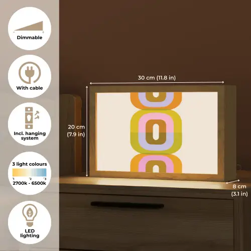 Stapel - Vormen - Geblokt - Oranje Light Box met kabel (Tafellamp) klein -USP_EN