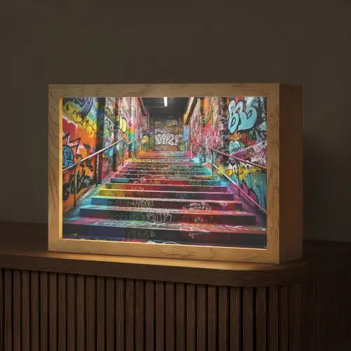 Trap - Graffiti - Kleuren - Kunst Light Box met kabel (Tafellamp) klein -z3d_website