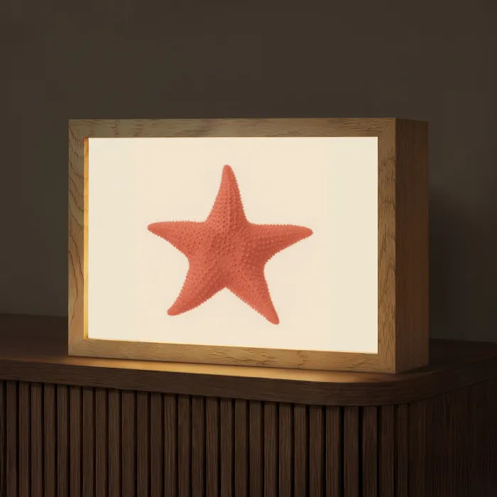 Zeester - Bobbels - Rood Light Box met kabel (Tafellamp) klein -z3d_website