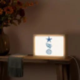 Zeester - Schelpen - Blauw Light Box met kabel (Tafellamp) klein -sfeer4