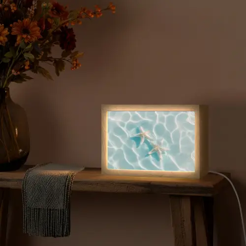 Zeesterren - Golvend water - Rustgevend Light Box met kabel (Tafellamp) klein -sfeer4