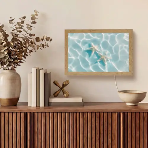 Zeesterren - Golvend water - Rustgevend Light Box met kabel (Tafellamp) klein -sfeer2