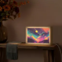 Sterren - Bergen - Kleurrijk Light Box met kabel (Tafellamp) klein -sfeer4