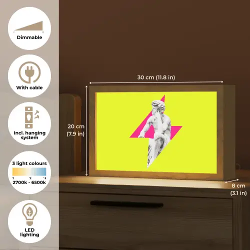 Beeld - Man - Bliksemschicht - Geel Light Box met kabel (Tafellamp) klein -USP_EN