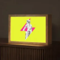 Beeld - Man - Bliksemschicht - Geel Light Box met kabel (Tafellamp) klein -z3d_website