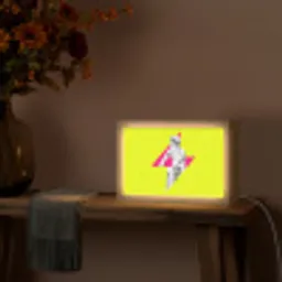 Beeld - Man - Bliksemschicht - Geel Light Box met kabel (Tafellamp) klein -sfeer4