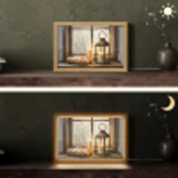 Stilleven - Rustiek - Kaarsen - Broden - Raam Light Box met kabel (Tafellamp) klein -sfeer3