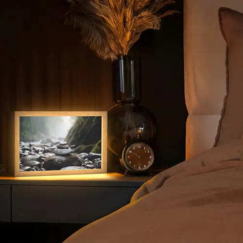 Stenen - Stapel - Natuur Light Box met kabel (Tafellamp) klein -sfeer1