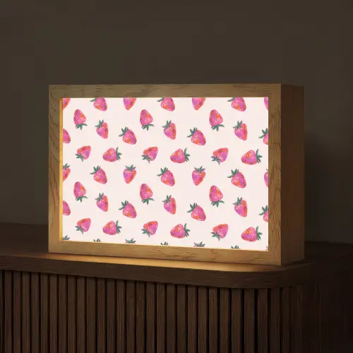 Aardbeien - Rood - Roze - Patroon Light Box met kabel (Tafellamp) klein 924 -z3d_website