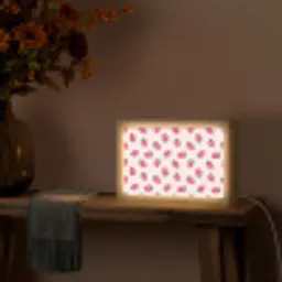 Aardbeien - Rood - Roze - Patroon Light Box met kabel (Tafellamp) klein 924 -sfeer4
