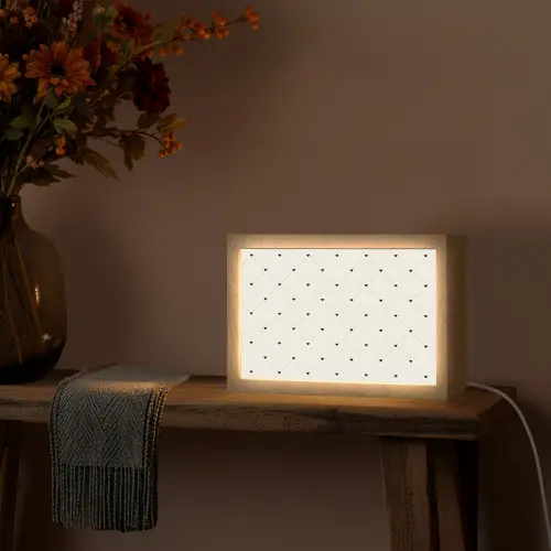 Streep - Hart - Wit - Zwart Light Box met kabel (Tafellamp) klein 924 -sfeer4