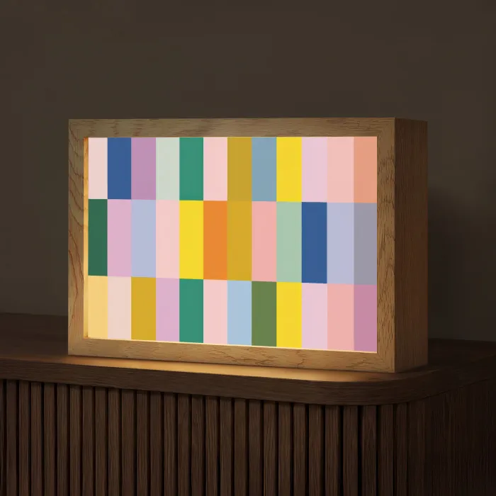 Stroken - Blauw - Patroon - Abstract Light Box met kabel (Tafellamp) klein -z3d_website